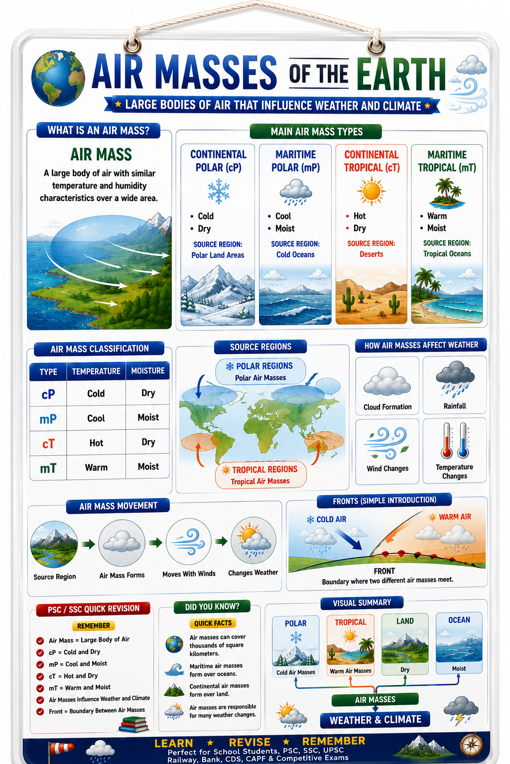 Air Masses of the Earth Educational Poster (A4 Size Laminated)