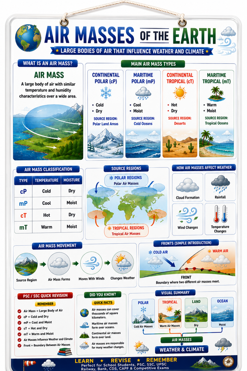 Air Masses of the Earth Educational Poster (A4 Size Laminated)
