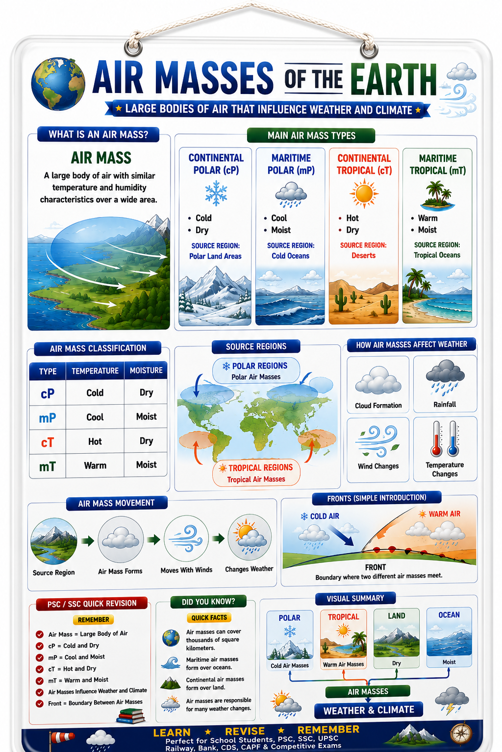 Air Masses of the Earth Educational Poster (A4 Size Laminated)