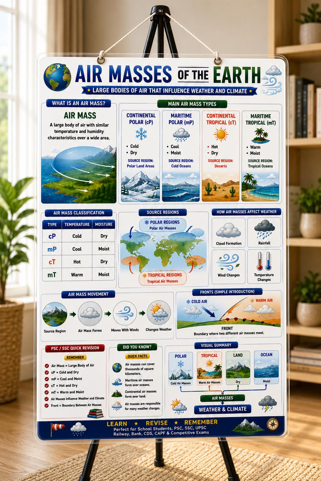 Air Masses of the Earth Educational Poster (A4 Size Laminated)
