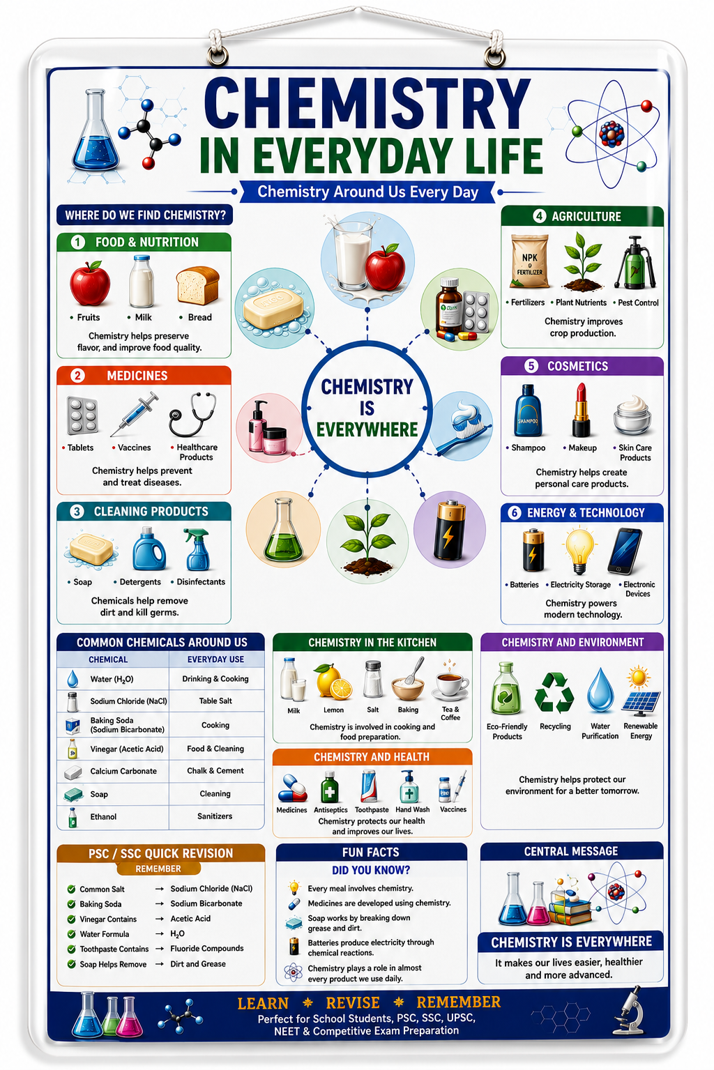 Chemistry in Everyday Life Educational Poster (A4 Size Laminated)