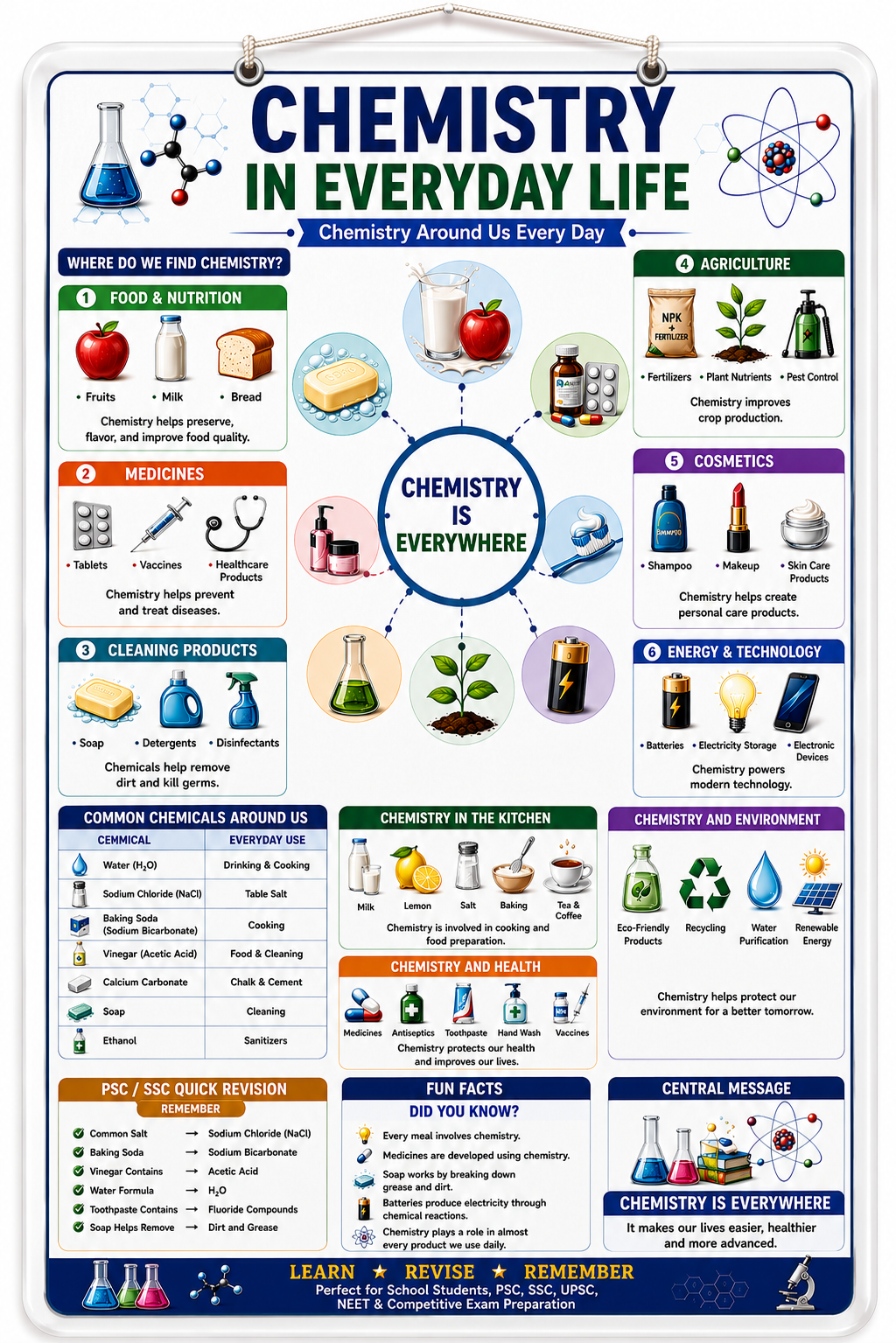 Chemistry in Everyday Life Educational Poster (A4 Size Laminated)