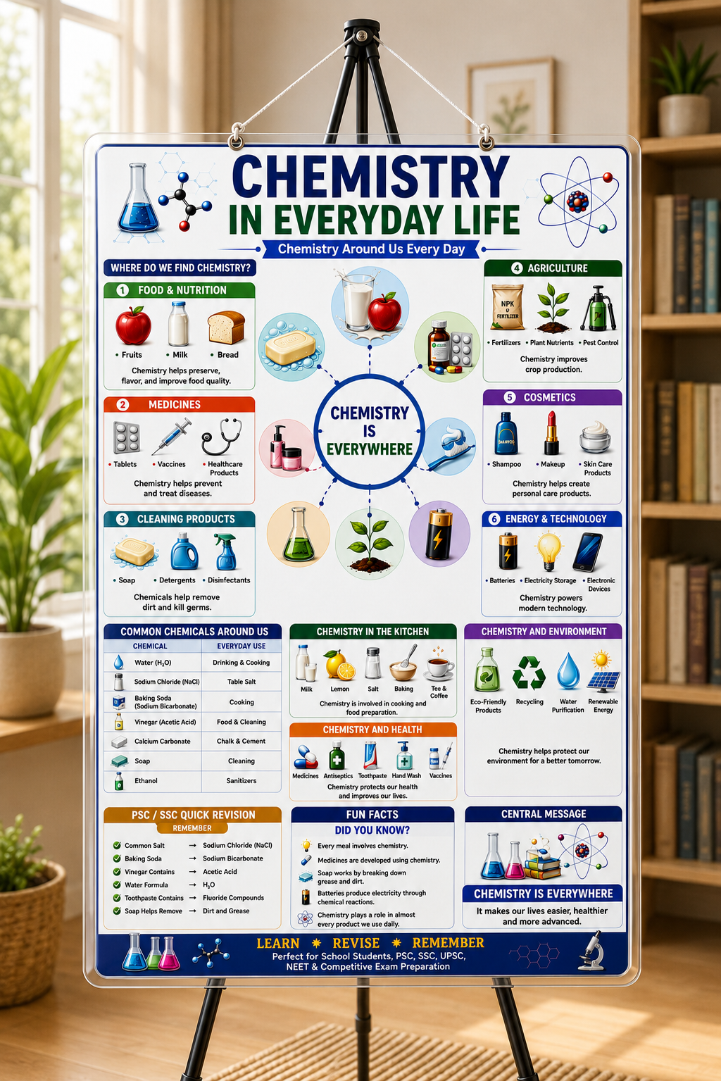 Chemistry in Everyday Life Educational Poster (A4 Size Laminated)