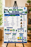 List of Major Dams in India Educational Poster (A4 Size Laminated)