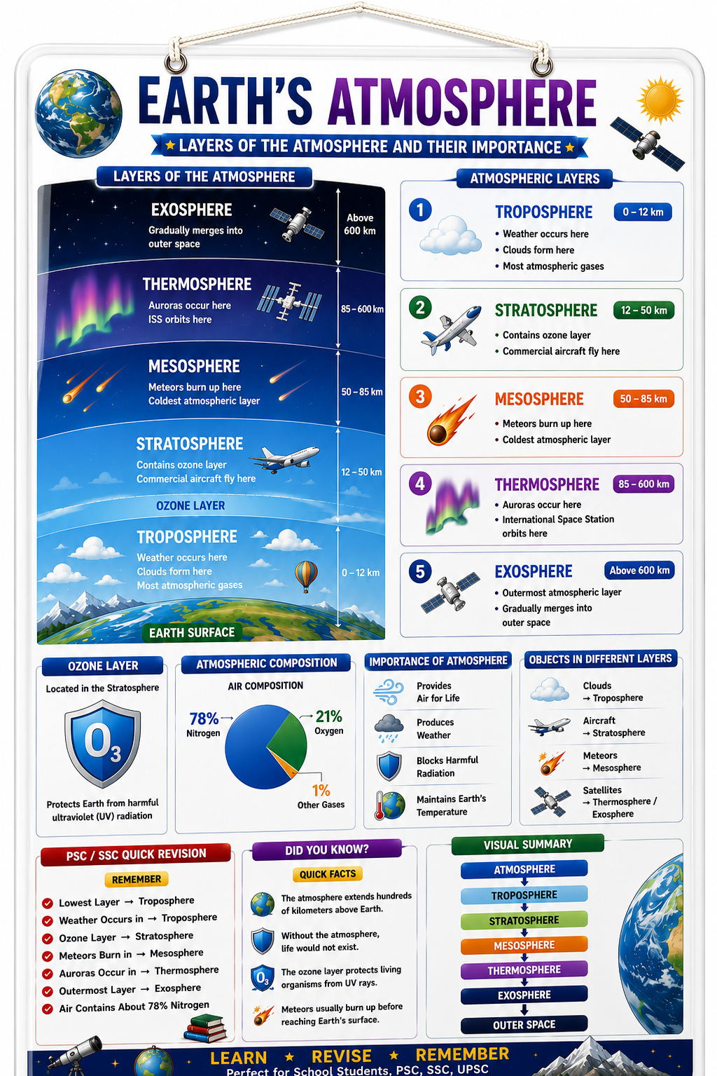 Earth's Atmosphere Educational Poster (A4 Size Laminated)