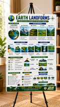 Earth Landforms Educational Poster (A4 Size Laminated)