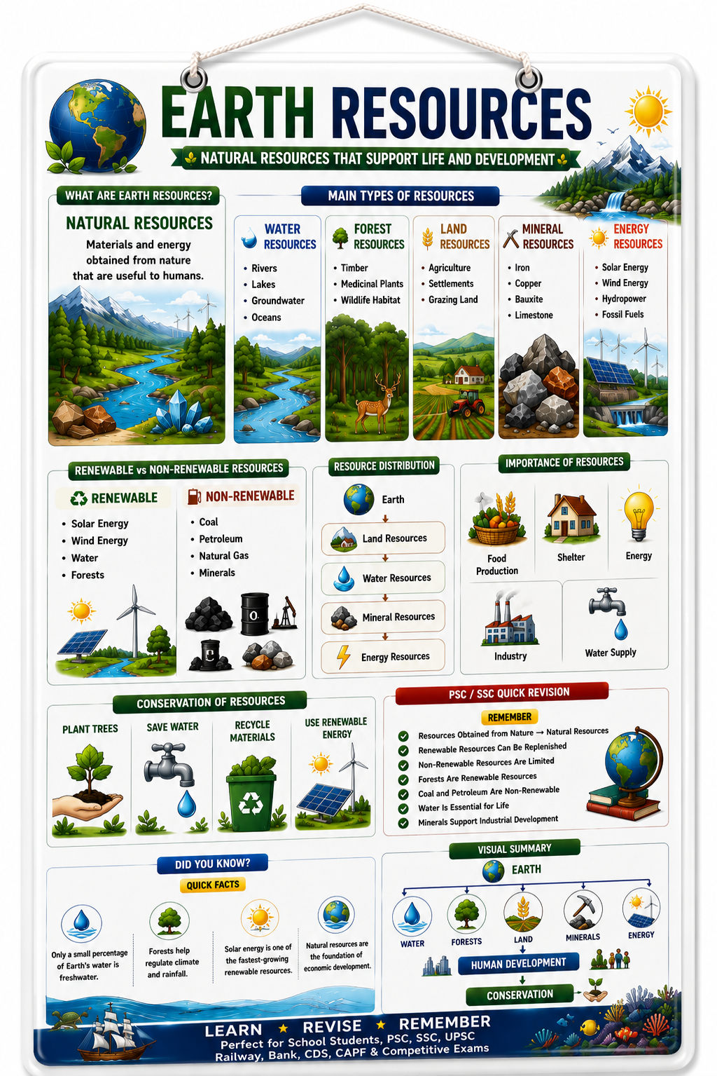 Earth Resources Educational Poster (A4 Size Laminated)