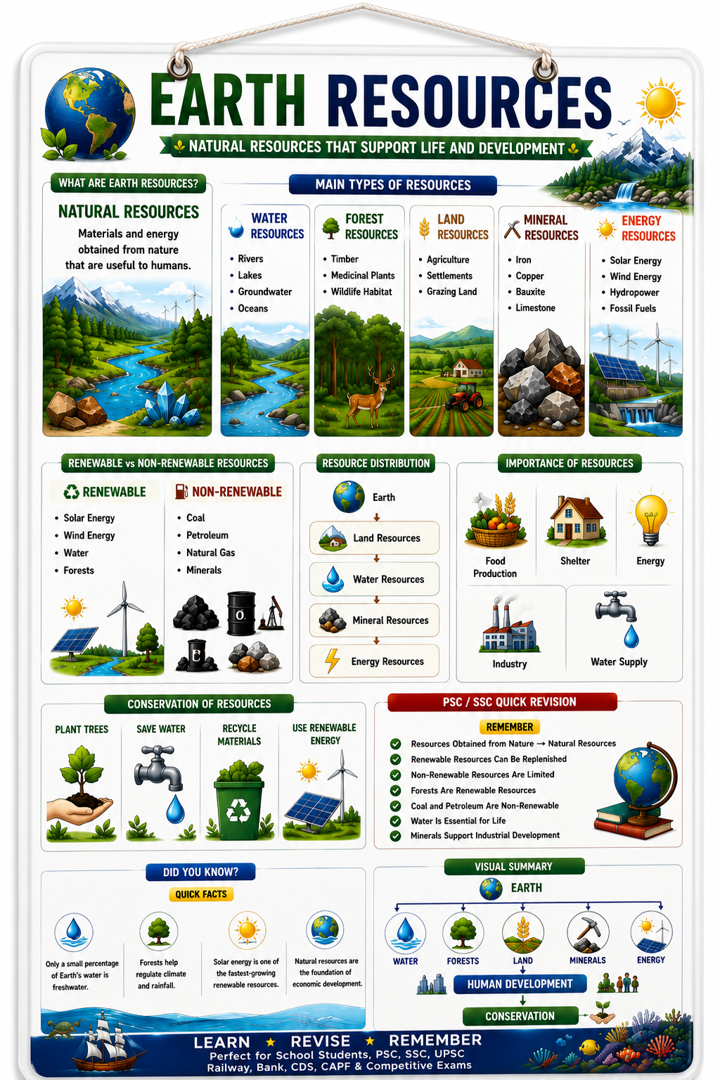 Earth Resources Educational Poster (A4 Size Laminated)