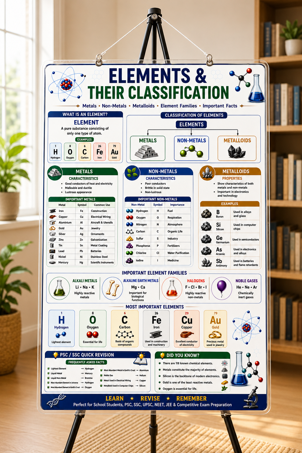 Elements & Their Classification Educational Poster (A4 Size Laminated)
