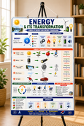 Energy & Its Transformation Educational Poster (A4 Size Laminated)
