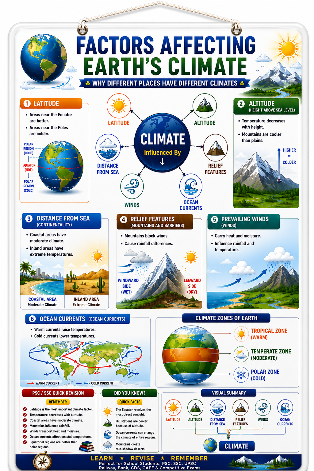 Factors Affecting Earth's Climate Educational Poster (A4 Size Laminated)
