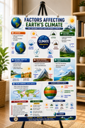 Factors Affecting Earth's Climate Educational Poster (A4 Size Laminated)