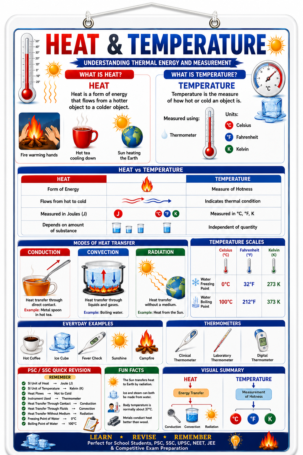 Heat & Temperature Educational Poster (A4 Size Laminated)