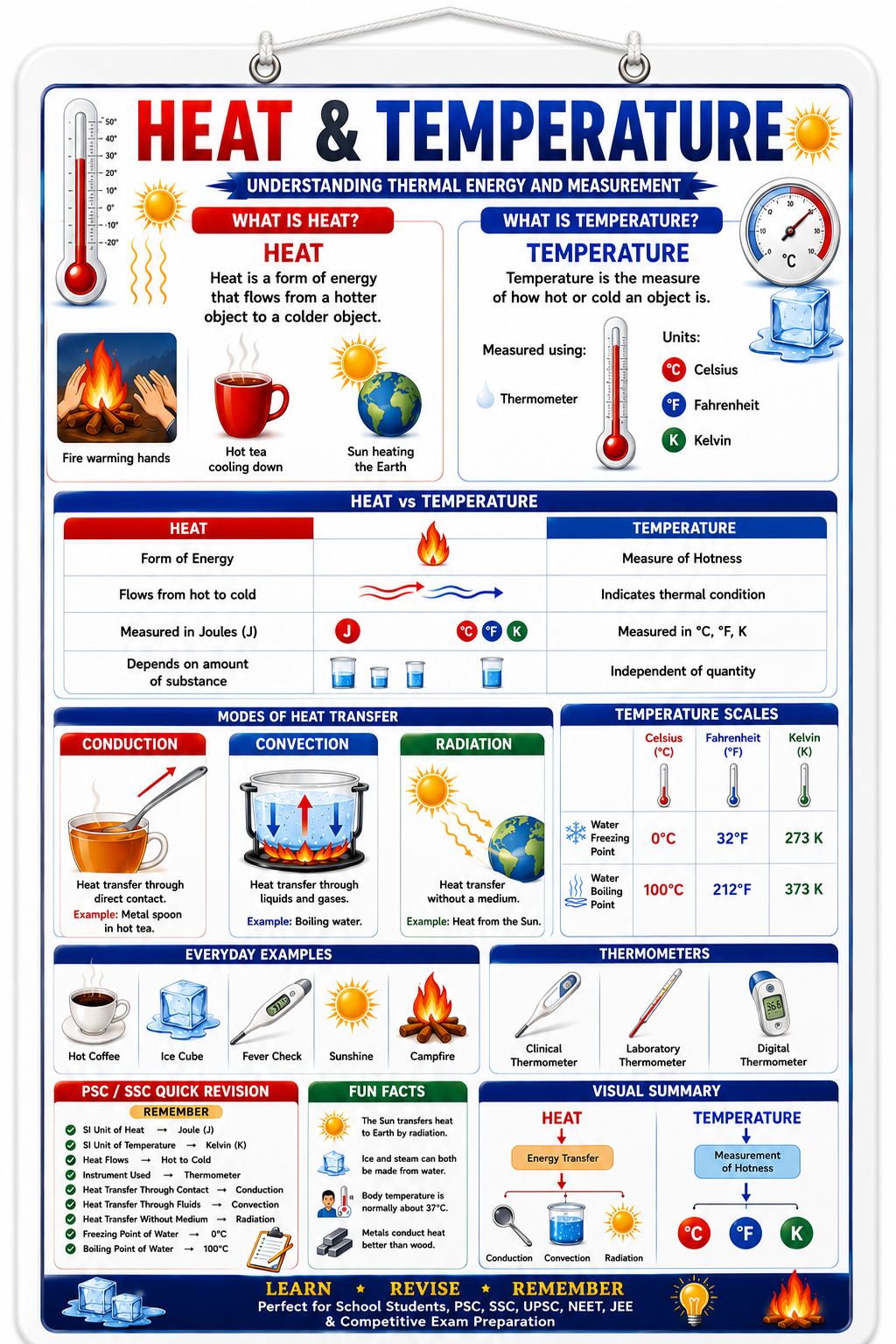 Heat & Temperature Educational Poster (A4 Size Laminated)