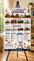 Ancient & Medieval India: Landmarks Educational Poster (A4 Size Laminated)