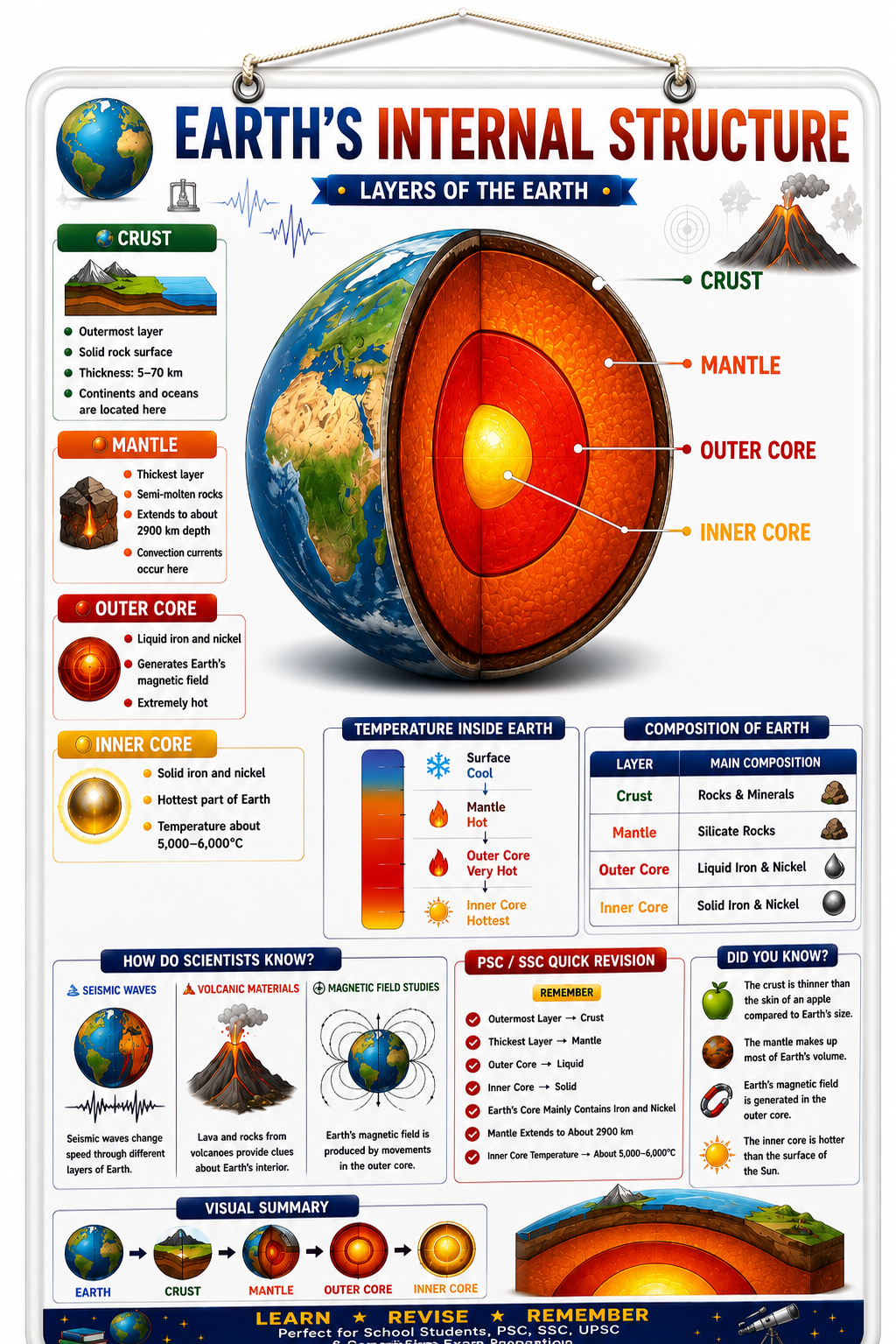 Earth’s Internal Structure Educational Poster (A4 Size Laminated)