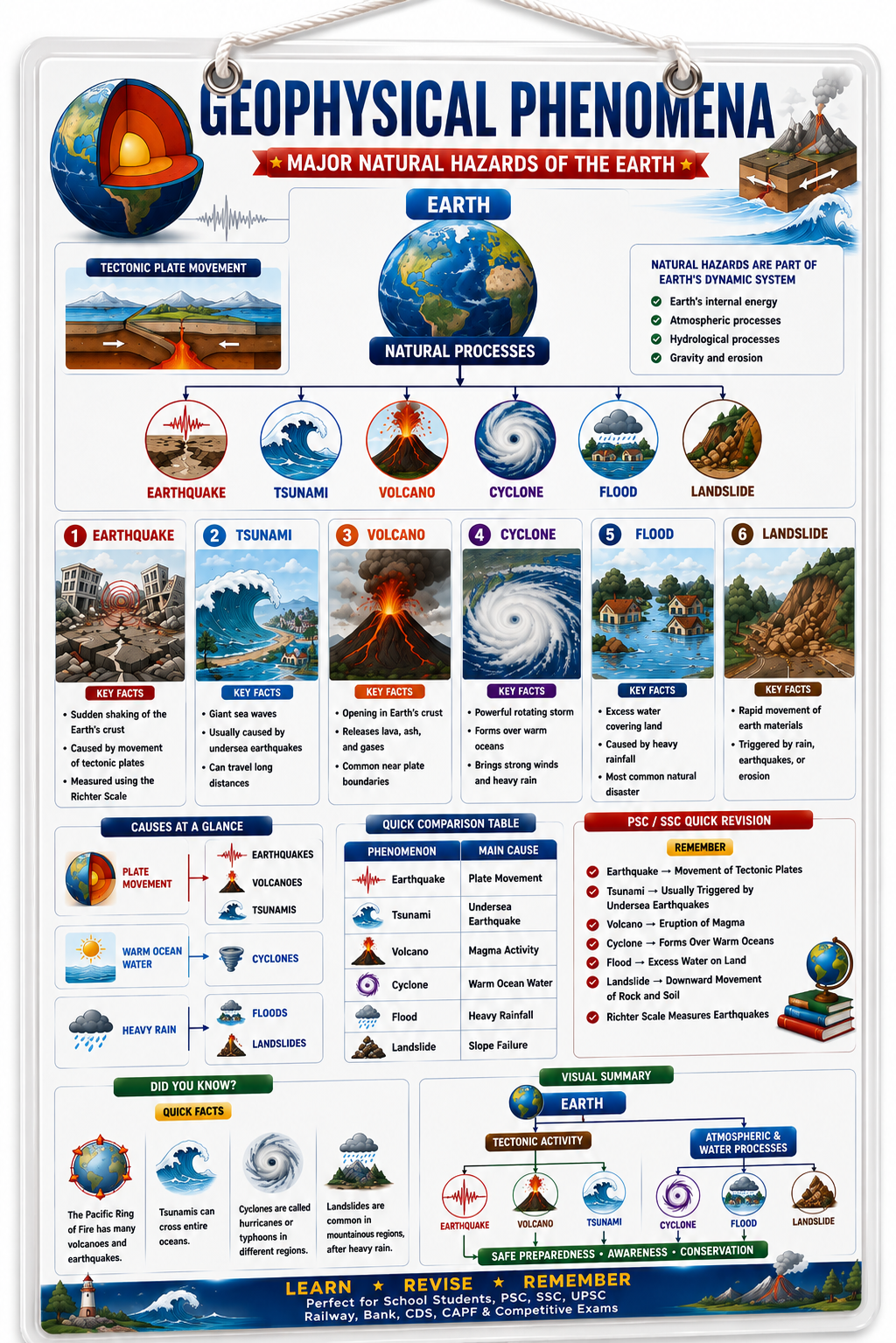 Geophysical Phenomena Educational Poster (A4 Size Laminated)