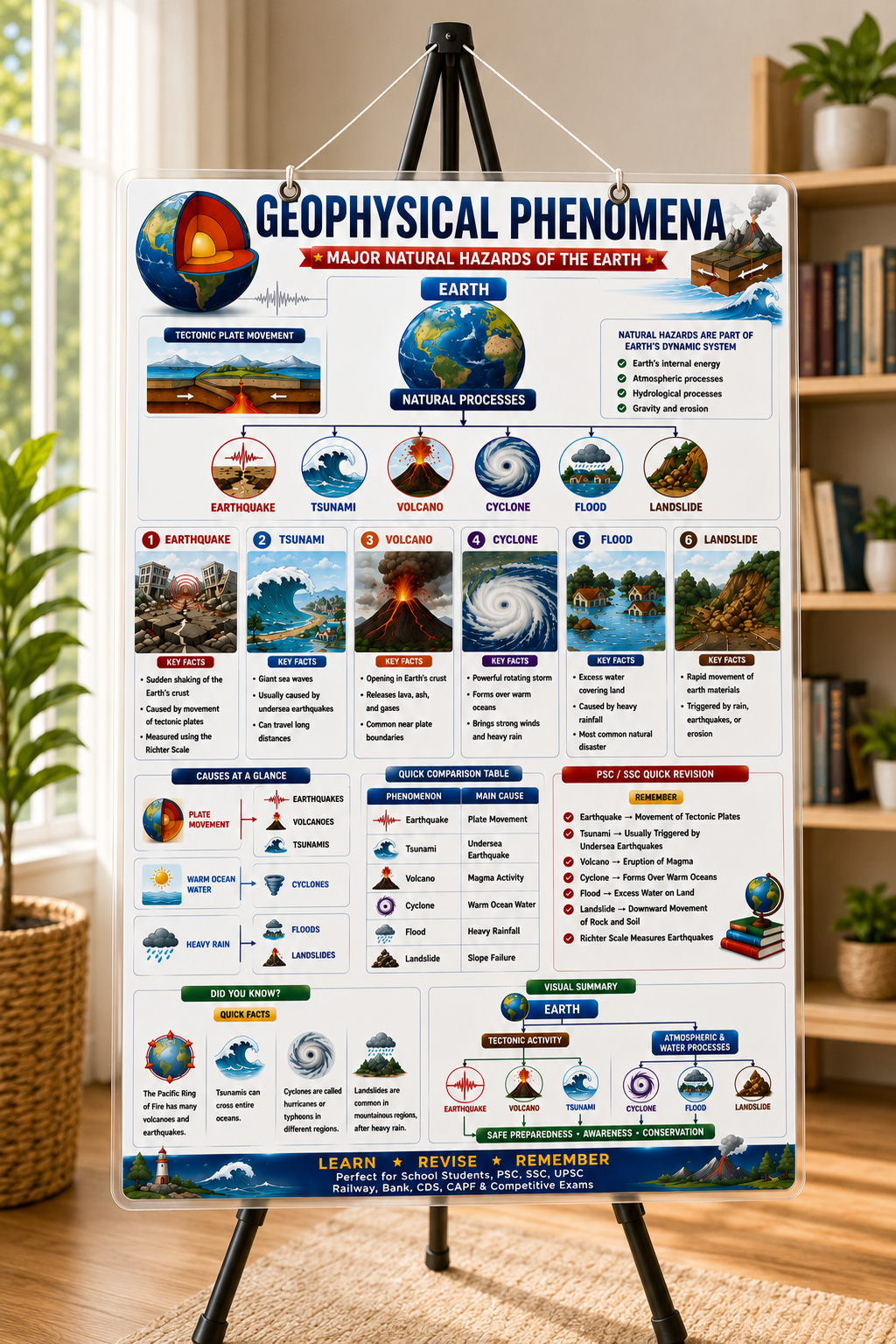 Geophysical Phenomena Educational Poster (A4 Size Laminated)