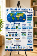 Oceans of the Earth Educational Poster (A4 Size Laminated)