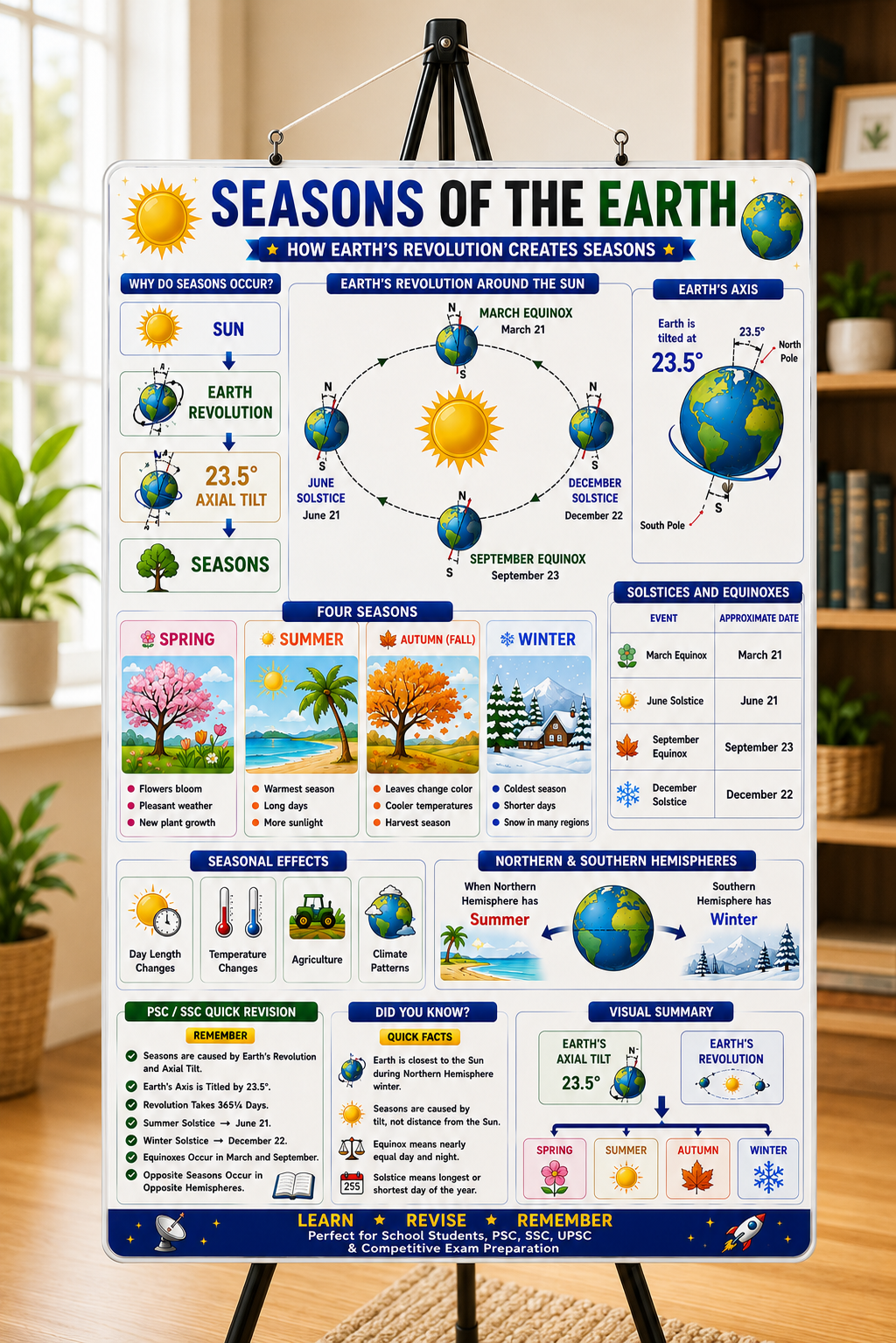 Seasons of the Earth Educational Poster (A4 Size Laminated)