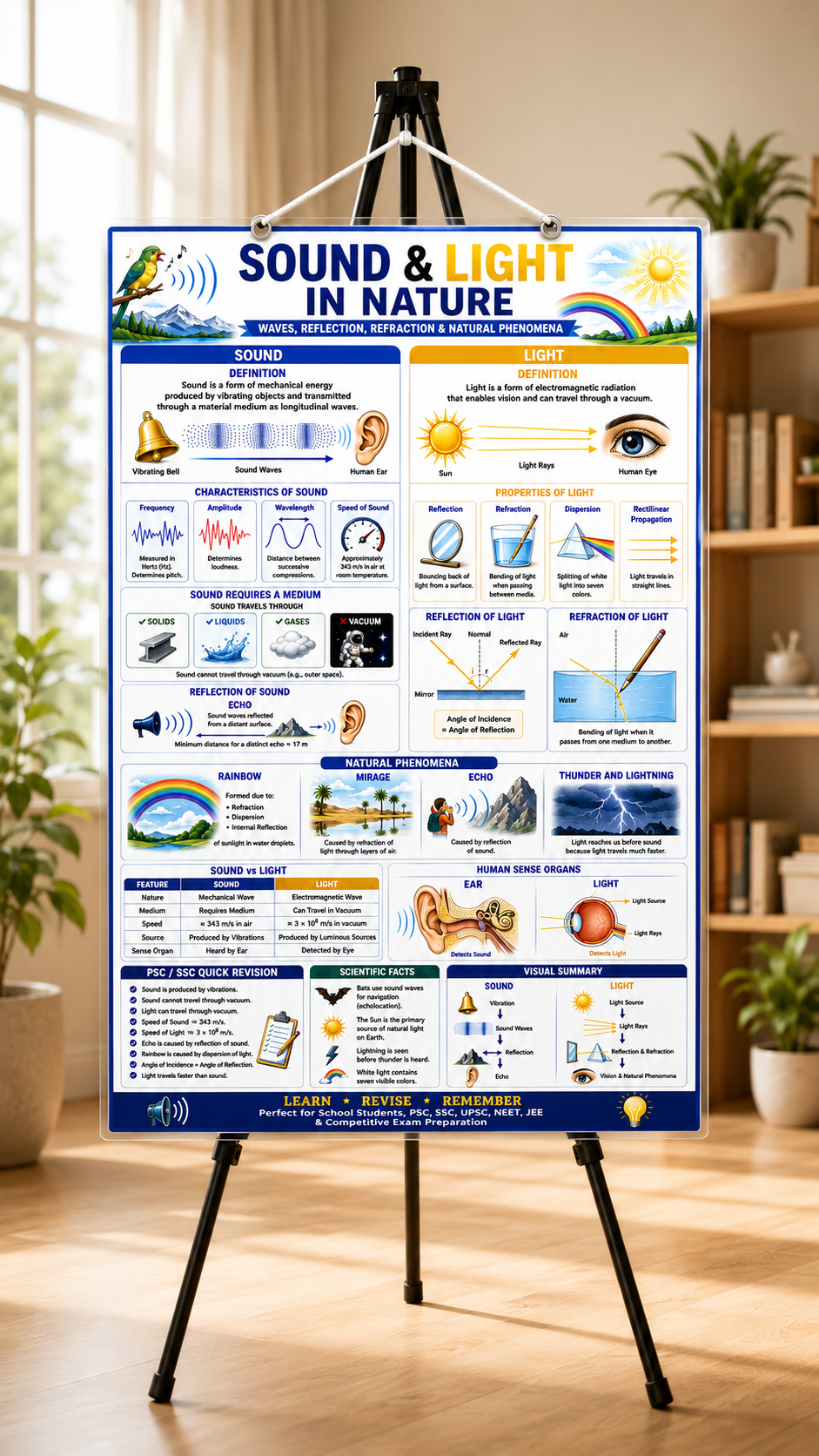 Sound & Light in Nature Educational Poster (A4 Size Laminated)