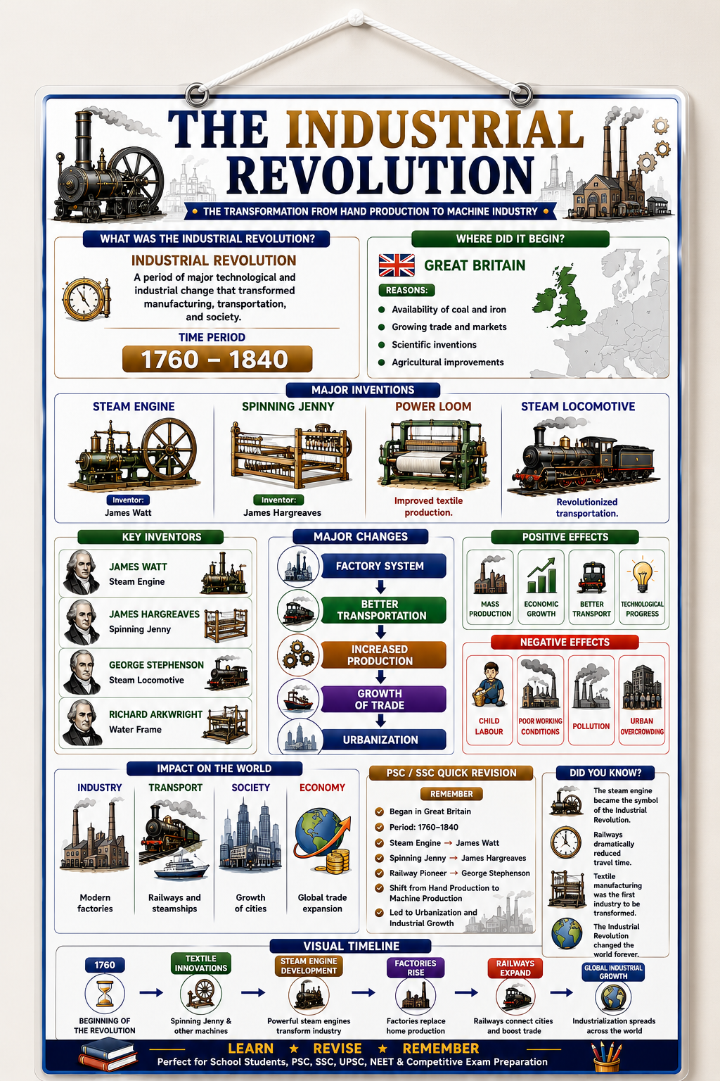 The Industrial Revolution Educational Poster (A4 Size Laminated)