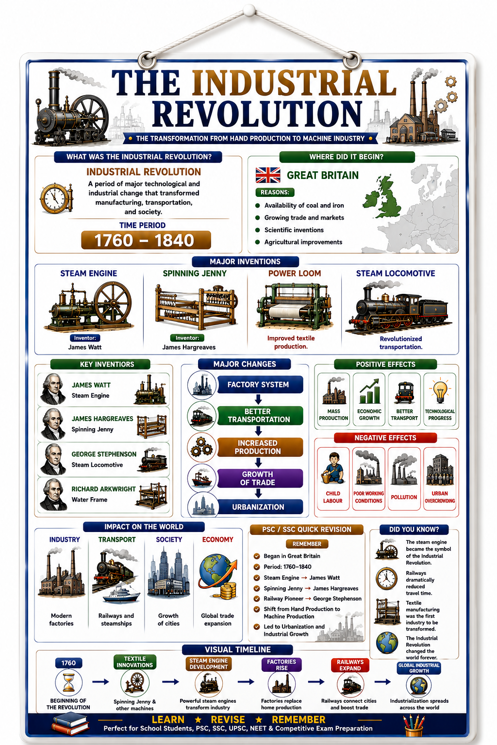 The Industrial Revolution Educational Poster (A4 Size Laminated)