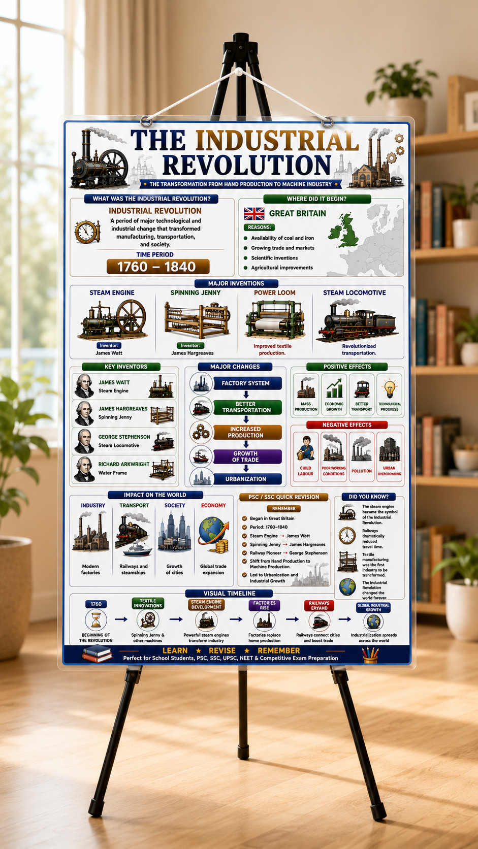 The Industrial Revolution Educational Poster (A4 Size Laminated)