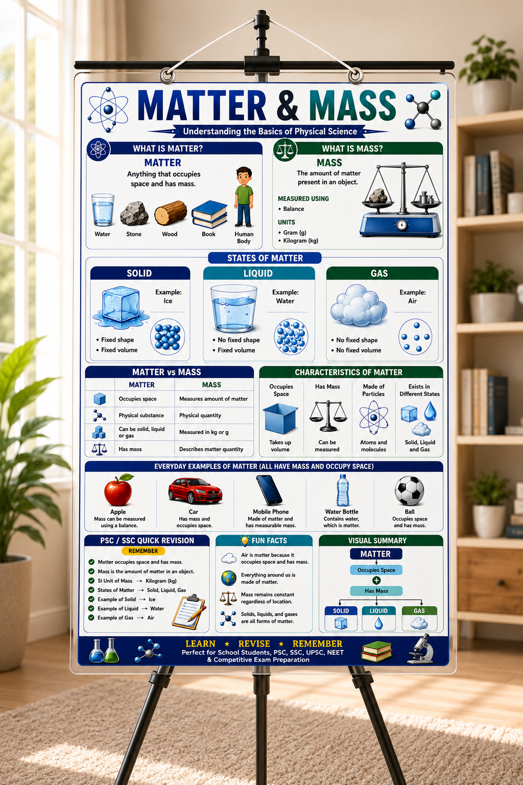 Matter & Mass Educational Poster (A4 Size Laminated)