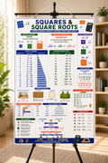 Squares & Square Roots Educational Poster (A4 Size Laminated)
