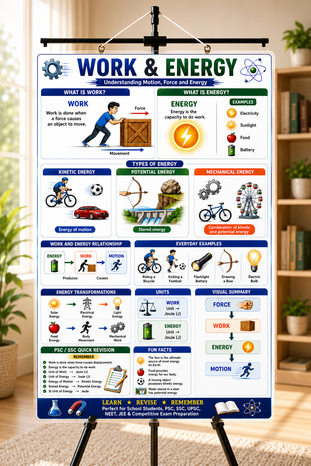 Work & Energy Educational Poster (A4 Size Laminated)