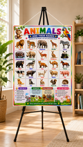 Animals & Their Names Educational Poster (A4 Size Laminated)