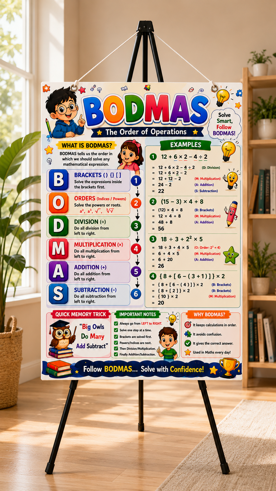 BODMAS Educational Poster (A4 Size Laminated)