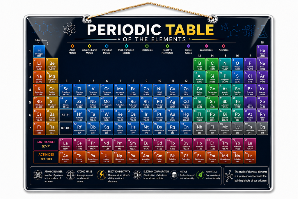 Periodic Table of Elements Poster (A4 Size Laminated)